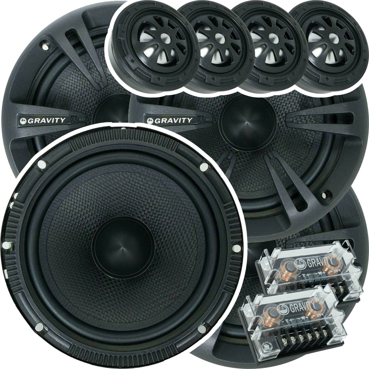 Two Pairs of Gravity 2-Way Car Component Speaker Audio