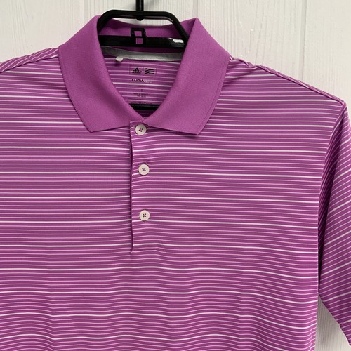 Adidas Clima Lite men's polo shirt sport wear striped pink short sleeve size S - Picture 5 of 8