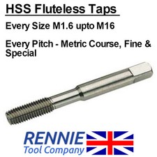 Image of Wiseman HSS Fluteless Hand/Machine Taps. Metric course/Fine/Standard Pitch