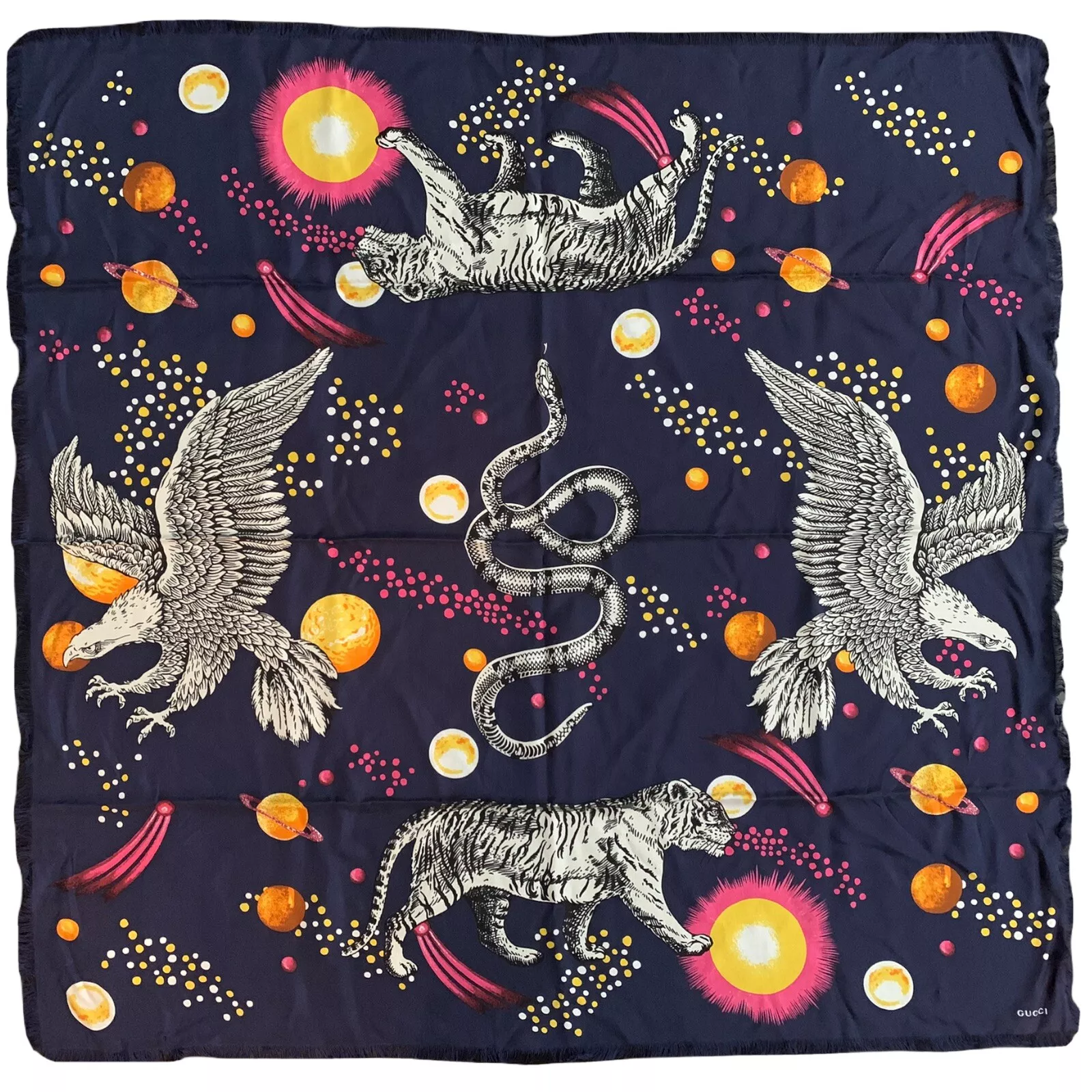 FOULARD FEMME GUCCI EN SOIE AVEC IMPRIMÉ ANIMAL FO SPACE 473719 4G001 4000