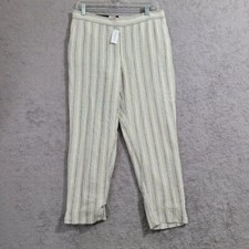NWT Banana Republic Hayden Linen Pants 12P Striped Mid Rise Tapered Womens