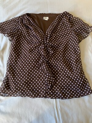 JBS Women s Brown Polka Dot Blouse 16W Short Sleeves