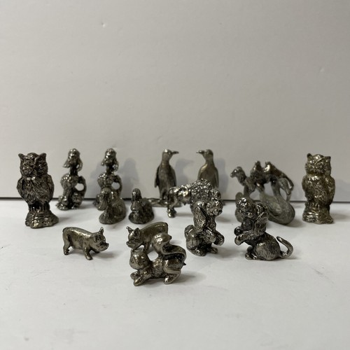 Lot 17 Pewter Owl Dog Buffalo Camel Figures Miniature Silver Tone Metal Vintage - Picture 16 of 24