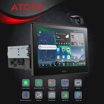 ATOTO X10 10'' Single 1 DIN Car Stereo Apple Carplay Android Radio+Front Camera