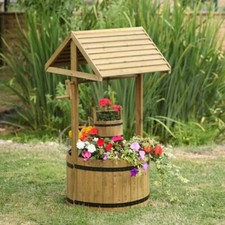 Large Wishing Well Planter Wooden Garden Outdoor Plants Decoration Flower 126cm