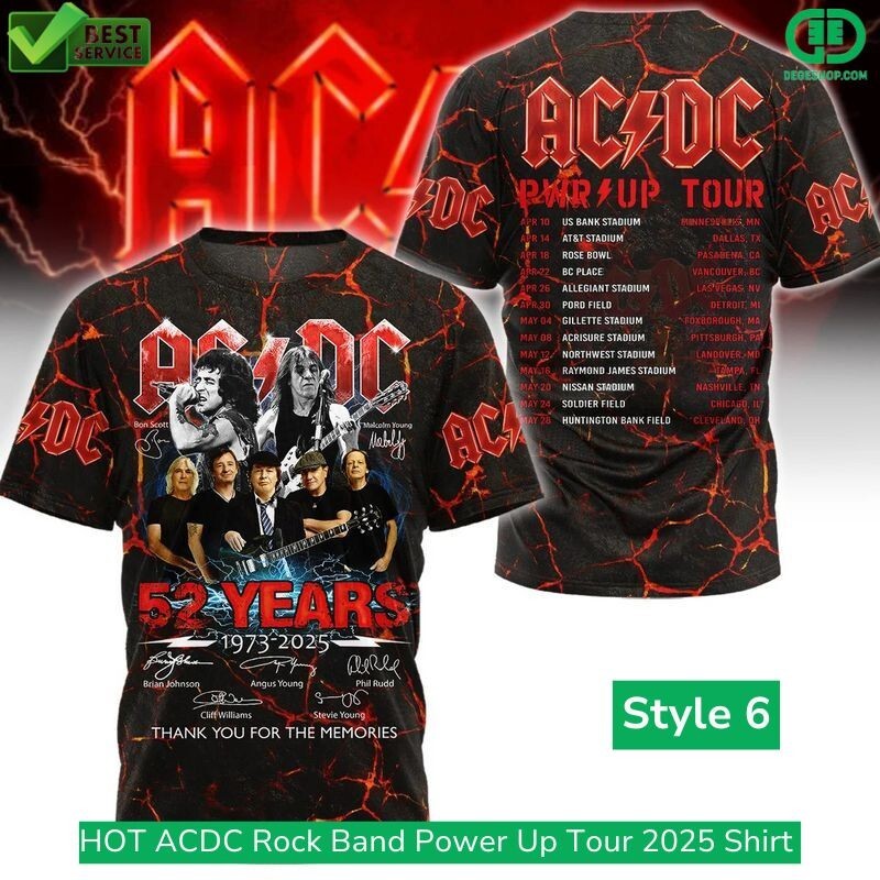 AC/DC 3D Apparel Power Up Tour 2025 US Unisex T-Shirt