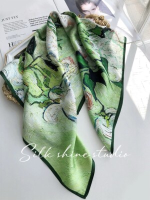White Rose Silky Scarf  Hand Painted Silk Scarf White Roses – Floral Chiffon Shawl  main image 3