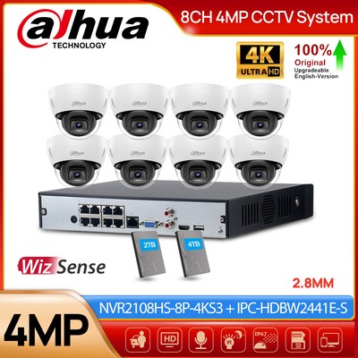 Dahua 12MP 8CH 8POE NVR 4MP WizSense MIC POE Starlight IR Dome Camera System Lot