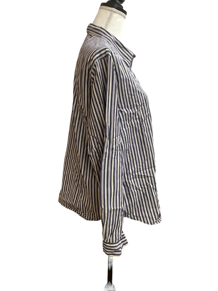 Blusa Camisa A Rayas Con Botones L/S Lemon Grass Para Mujer - Talla XL Foto 2 de 4