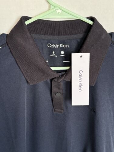Calvin Klein Polo Shirt Black Medium Quick Dry Wicking MSRP $69