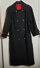 Women Vtg Russell Scott Black And Red Wool Coat Lined Large Double Breasted Usa