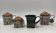 Anthropologie Ginger Stoneware Mug Set of 2 With Creamer Sugar Dish