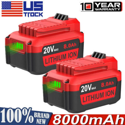 2Pack 8.0Ah 20 Volt Max V20 Li-Ion Battery CMCB206 CMCB204 CMCB202 for Craftsman