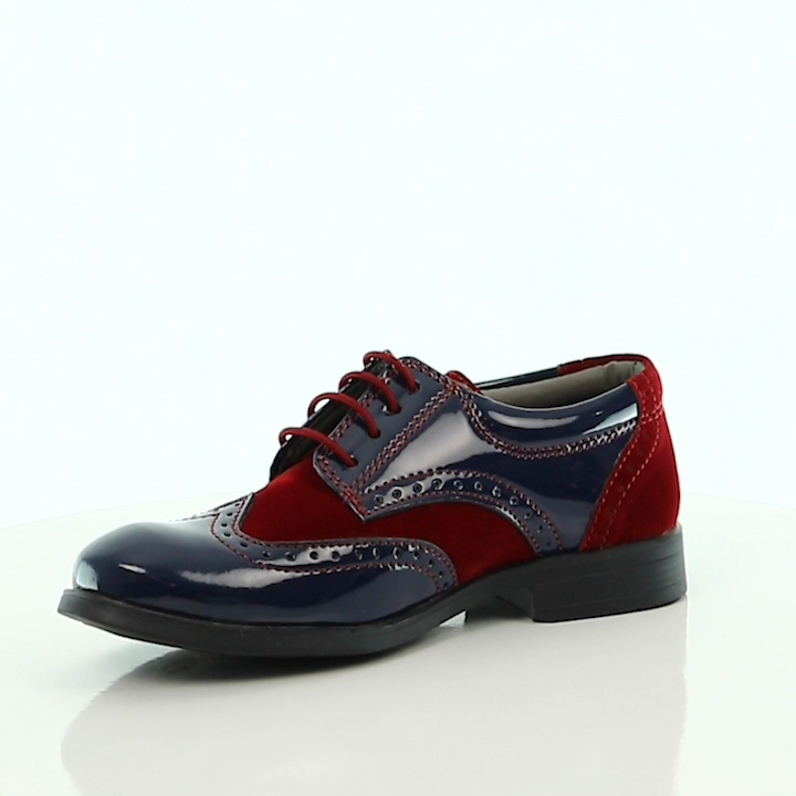 Boys Patent Suede Brogue Shoes Navy Burgundy Dress Footwear