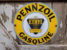 Vintage Pennzoil Porcelain Sign Old 1954 Gas Pump Plate Service Station Ethyl Us Vintage Pennzoil Porcelain Sign Old 1954 Gas Pump Plate Service Station Ethyl Us