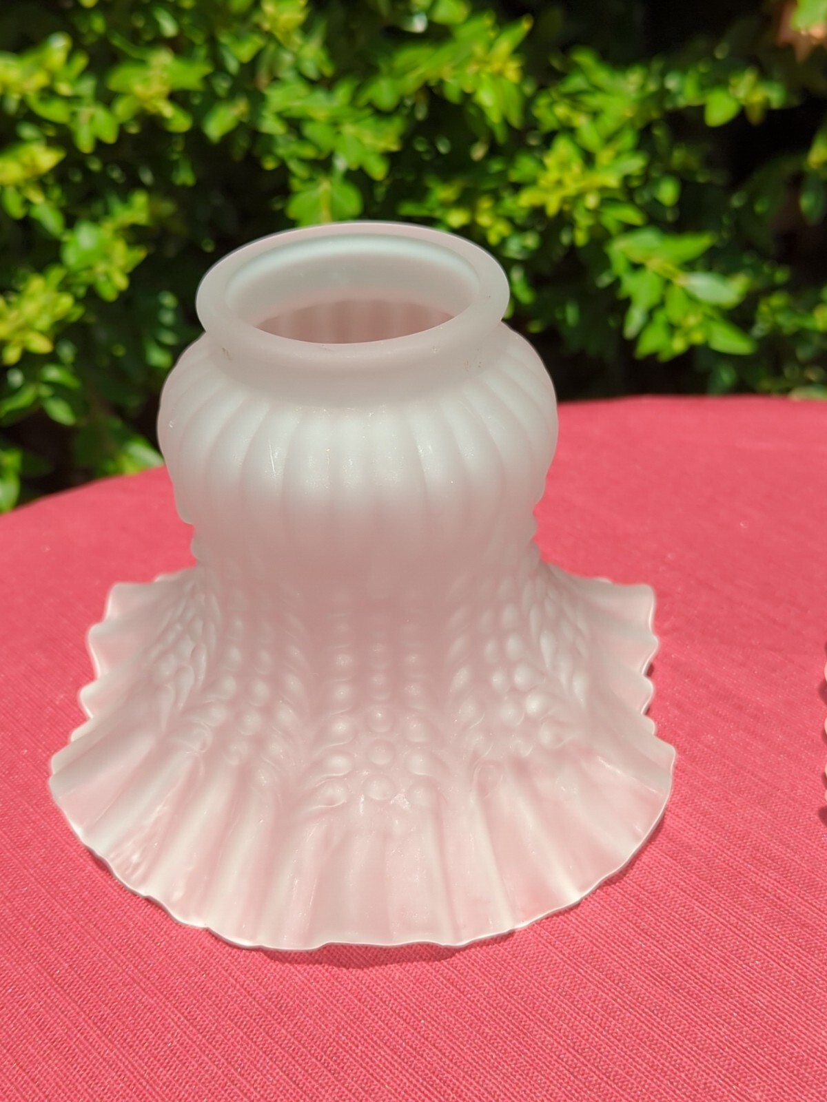 Set of 2 4 1/2" VINTAGE FROSTED RUFFLED GLASS LAMP SHADE ceiling fan