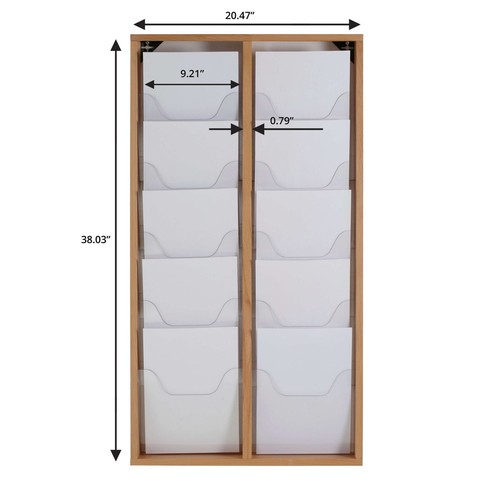 Brochure Display Stand Wall Mounting Double Sided Wooden Magazine Rack Holder - Imagen 56 de 75