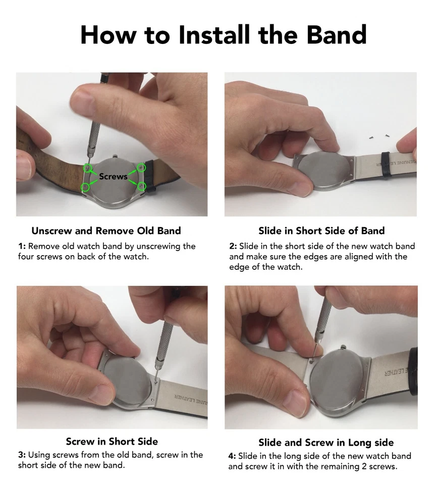 Genuine Leather Skagen Watch Strap Band, Screw Fit 12-30mm White Black Brown Tan - Image 3 of 4