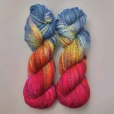 Handgefärbte Sockenwolle 100g EFFEKTGARN Orange Gelb Grau 75/25 Premium Unikat