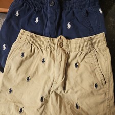 Polo Ralph Lauren Blue Chino Shorts Boys Size 7 Pony Logo LOT of 2