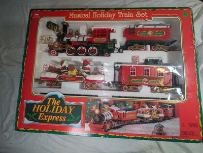 Vintage NEW BRIGHT THE HOLIDAY EXPRESS Animated Bears! MUSICAL TRAIN SET Works! 