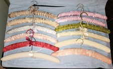 Lot of 19 Vintage Padded Satin Boudoir Lingerie Clothes Hangers Multiple Colors