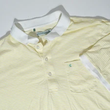 Criquet Polo Shirt Men XL Yellow Striped Golf Tennis Preppy Pima Cotton Blend