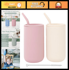 Silicone Baby Cups with Straws Lids, 4 8 oz, Set of 2, Food-Grade, Dishwashe