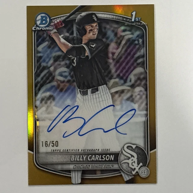 2025 Bowman Draft Chrome Billy Carlson TRUE GOLD Refractor Auto /50 #CPABC