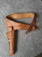 Western Gun Holster Belt Leather Revolver Pistol Tooled