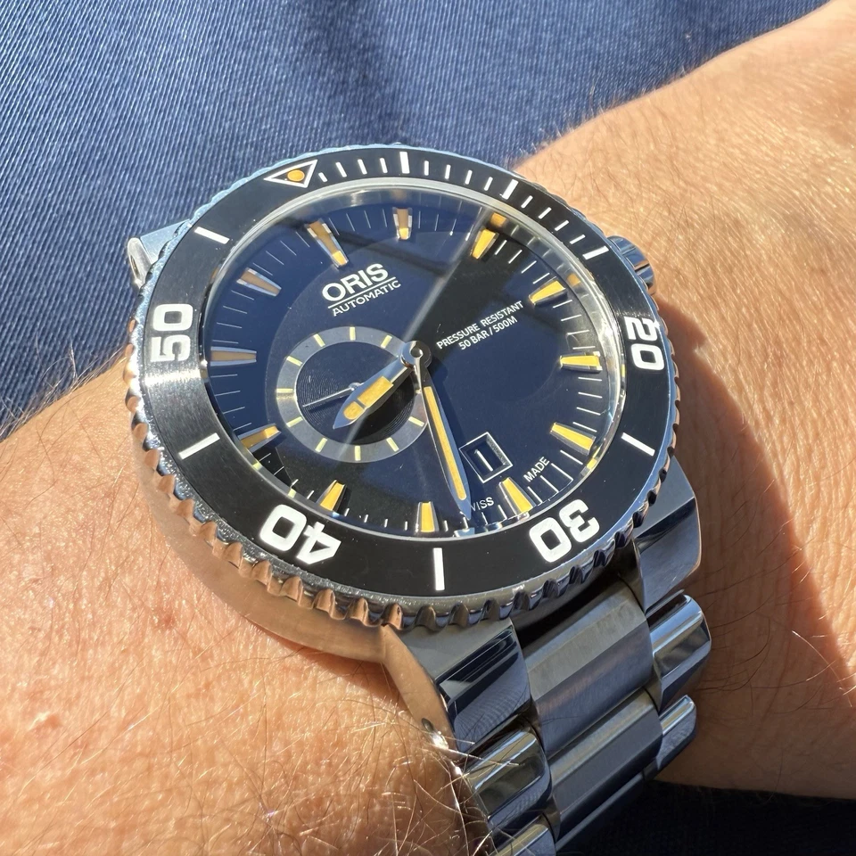 ORIS Aquis Small Second Date 7673 Divers 500m Automatic Men's Watch 45.5mm - Image 2 of 4