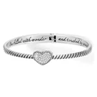 Brighton Celestia Heart Hinged Silver Crystal Bangle Bracelet NWT $72