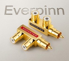 2 PACK RCA Gold Plated 1 Male 2 Female Slim Line Signal Splitter Adapter Audio