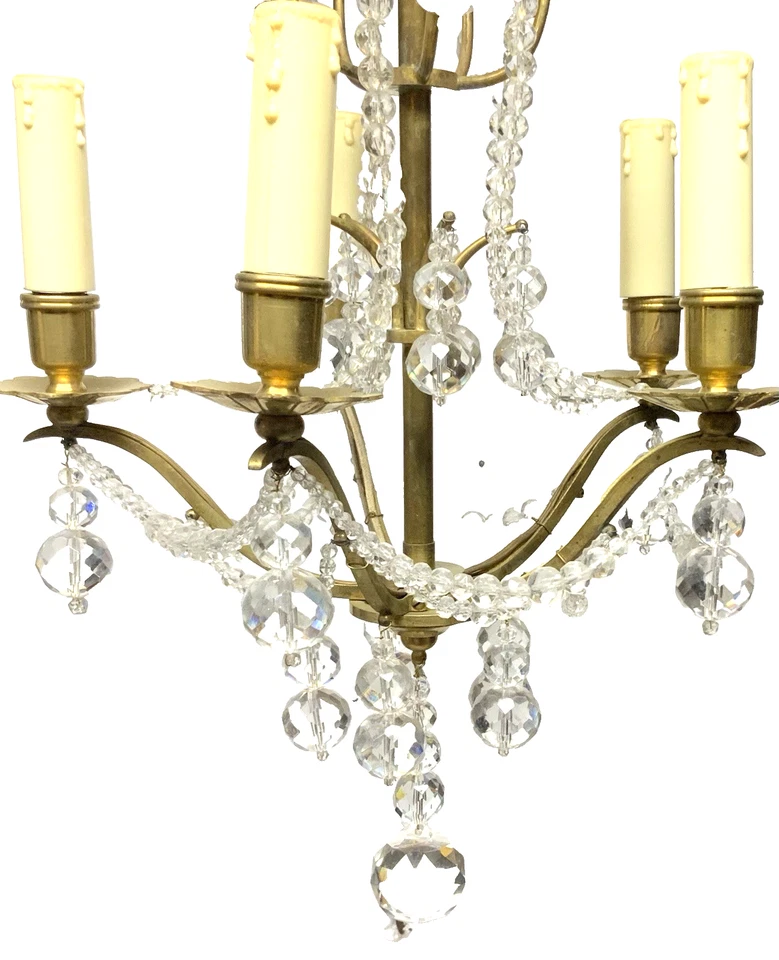 Ancien LUSTRE à pampilles de cristal 5 branches Xixème - Photo 4/4