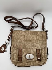 Vintage Fossil Crossbody Bag Crocodile Print Leather Maddox Tan/Brown RIP INSIDE
