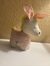 Eden Toys Plush Wind Up Musical Pink Donkey Tested Works Head Moves a50