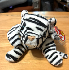 Ty Beanie Baby White Stripe Cat Rare 1996 7 x 3 inches NWT