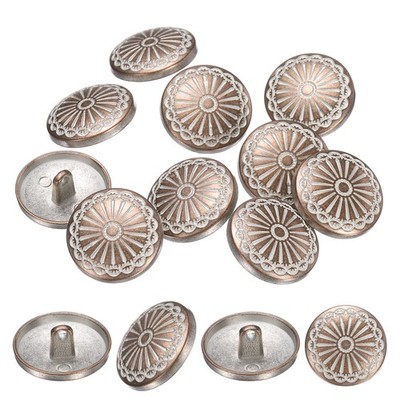 10pcs for 20mm Vintage Metal Buttons with Sewing Stem, Copper-White
