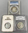 3 US 90% Silver Proof Franklin 50c 1955 PCGS PR67, 1962 PF67 NGC + PCGS L24610