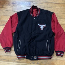 JH Design Chicago Bulls NBA Bomber Jacket Full Snap Embroidered XL  