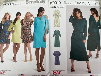 2 Simplicity Schnittmuster K8544 & K9010 Fräuleinskleider 14-22 unbenutzt