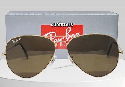 Ray Ban AVIATOR LARGE METAL gold/brown POLARIZED RB3025 001/57 62 sunglasses NEW