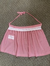 VTG Red  White Gingham Lace Trim Half Apron