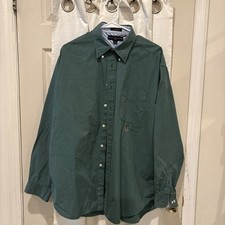 Tommy Hilfiger 80's 2 Ply Fabric Long Sleeve 100 Cotton Shirt Mens Size L