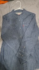 Levi’s Camicia Western Denim Bottoni Metallo Manica Lunga Blu L 12-13 Anni 152-158 Cm