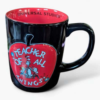 DR SEUSS Teacher Of All Things Black Coffee Mug 3D Universal Studios VERY NICE!