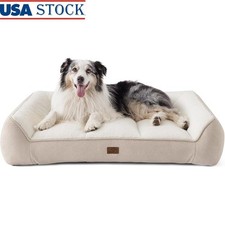 Orthopedic Waterproof Dog Bed W/ Soft Sherpa Cover Non-Slip Bolsters Easy Clean