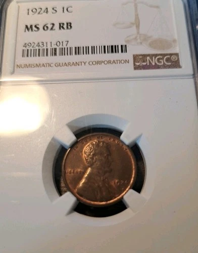 1924 S Lincoln Wheat NGC MS62 R/B