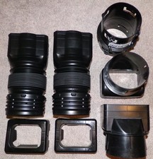 Asortyment czarnych części downspout, gałązek, adapterów, złączy itp WSZYSTKIE NOWE