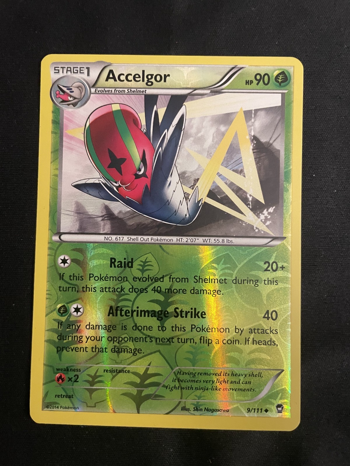 2014 Pokemon, XY Furious Fists, #9/111 Accelgor, Reverse Holo Uncommon - LP